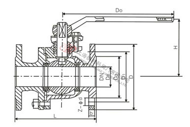 Q41F國標球閥外形結構圖